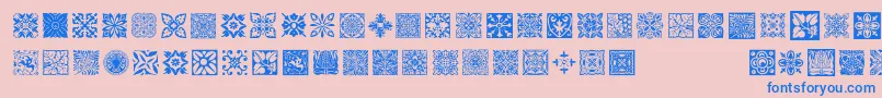 Freetiles-Schriftart – Blaue Schriften auf rosa Hintergrund