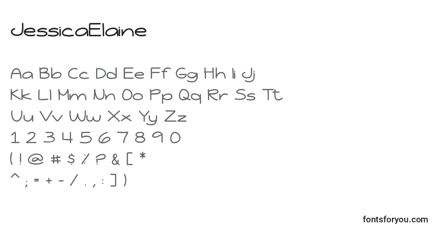 JessicaElaine-fontti – aakkoset, numerot, erikoismerkit