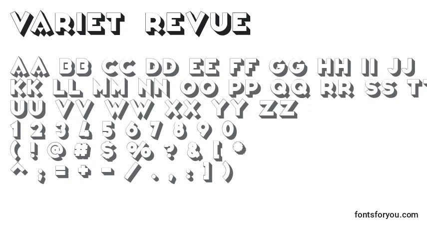 Czcionka VarietРІRevue – alfabet, cyfry, specjalne znaki