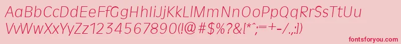 RavennaserialXlightItalic-Schriftart – Rote Schriften auf rosa Hintergrund