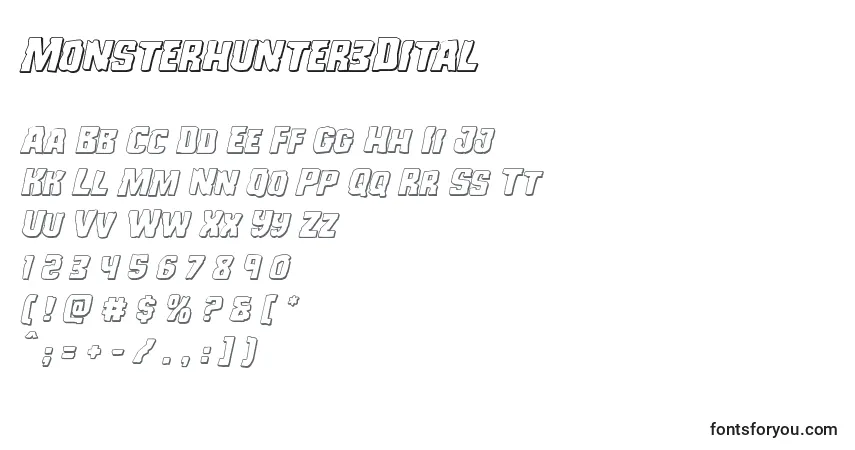 Monsterhunter3Dital-fontti – aakkoset, numerot, erikoismerkit