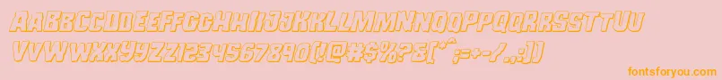 Monsterhunter3Dital-Schriftart – Orangefarbene Schriften auf rosa Hintergrund