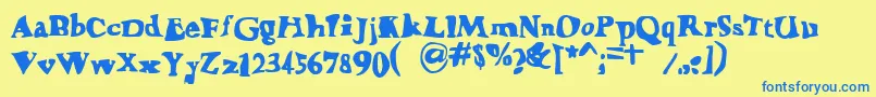 HappyLarryregular Font – Blue Fonts on Yellow Background