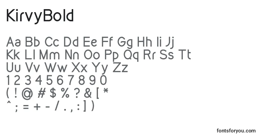 Czcionka KirvyBold – alfabet, cyfry, specjalne znaki