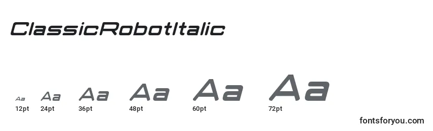 Размеры шрифта ClassicRobotItalic