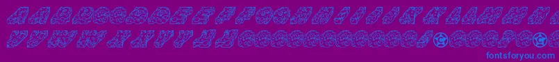 Cheese-Schriftart – Blaue Schriften auf violettem Hintergrund