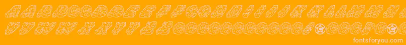Cheese-Schriftart – Rosa Schriften auf orangefarbenem Hintergrund