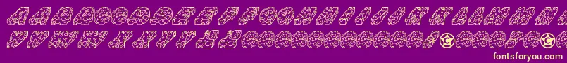 Cheese-fontti – keltaiset fontit violetilla taustalla