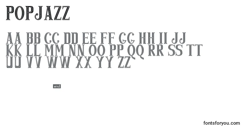 A fonte Popjazz – alfabeto, números, caracteres especiais