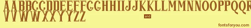 フォントPopjazz – 茶色の文字が黄色の背景にあります。