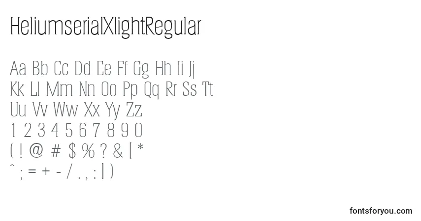 HeliumserialXlightRegular Font – alphabet, numbers, special characters