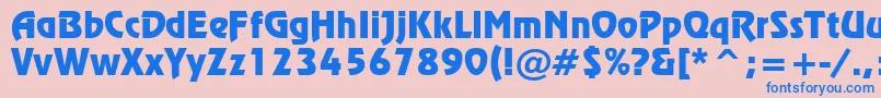RevueTl-Schriftart – Blaue Schriften auf rosa Hintergrund