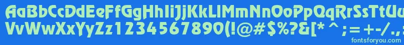 RevueTl-Schriftart – Grüne Schriften auf blauem Hintergrund