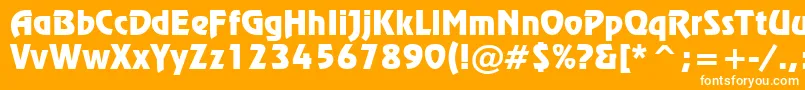 RevueTl-Schriftart – Weiße Schriften auf orangefarbenem Hintergrund