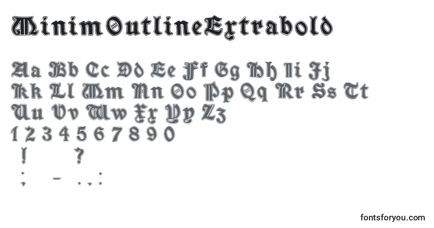 Шрифт MinimOutlineExtrabold – алфавит, цифры, специальные символы