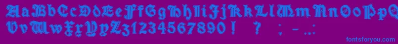 MinimOutlineExtrabold-Schriftart – Blaue Schriften auf violettem Hintergrund