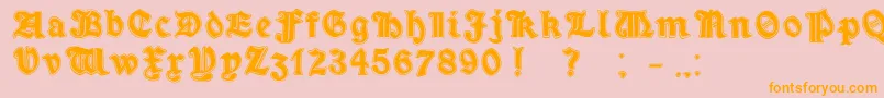 MinimOutlineExtrabold-Schriftart – Orangefarbene Schriften auf rosa Hintergrund