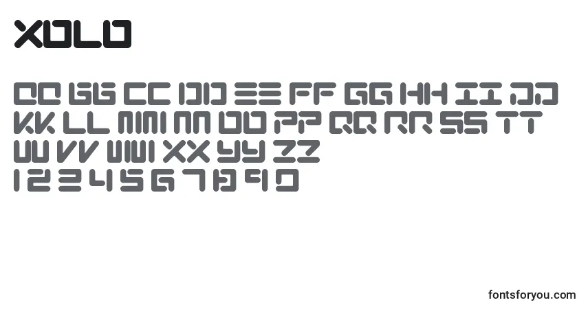 Schriftart Xolo – Alphabet, Zahlen, spezielle Symbole