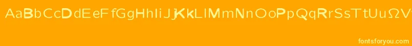 CmSansserifquotationRegular-fontti – keltaiset fontit oranssilla taustalla