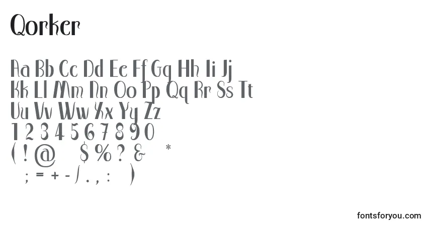 Czcionka Qorker – alfabet, cyfry, specjalne znaki
