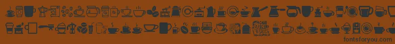 CoffeeIcons-Schriftart – Schwarze Schriften auf braunem Hintergrund