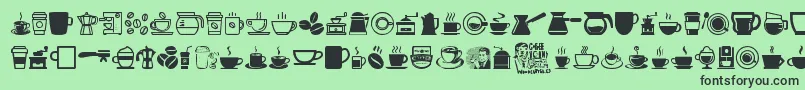 CoffeeIcons-Schriftart – Schwarze Schriften auf grünem Hintergrund