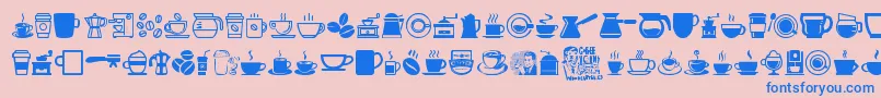 CoffeeIcons-Schriftart – Blaue Schriften auf rosa Hintergrund