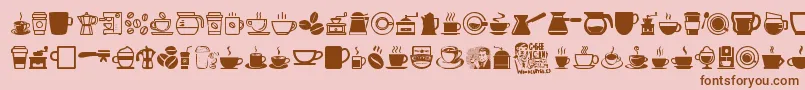 Fonte CoffeeIcons – fontes marrons em um fundo rosa