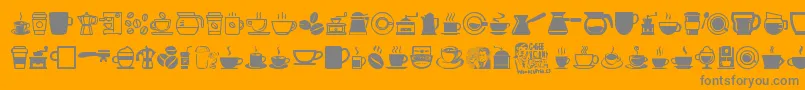 CoffeeIcons-Schriftart – Graue Schriften auf orangefarbenem Hintergrund