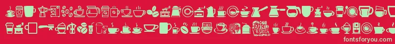 fuente CoffeeIcons – Fuentes Verdes Sobre Fondo Rojo