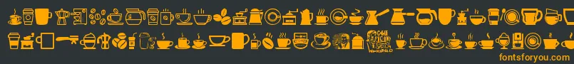 CoffeeIcons-Schriftart – Orangefarbene Schriften auf schwarzem Hintergrund