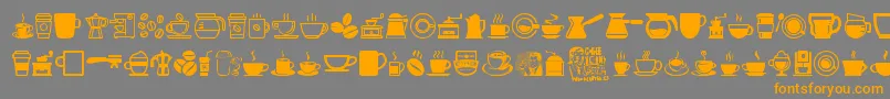 フォントCoffeeIcons – オレンジの文字は灰色の背景にあります。