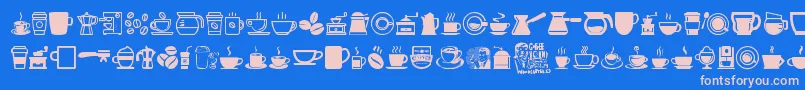 フォントCoffeeIcons – ピンクの文字、青い背景