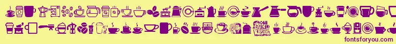 Fonte CoffeeIcons – fontes roxas em um fundo amarelo