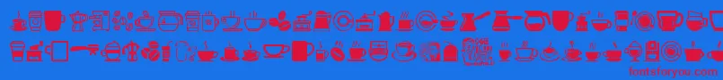 CoffeeIcons-Schriftart – Rote Schriften auf blauem Hintergrund