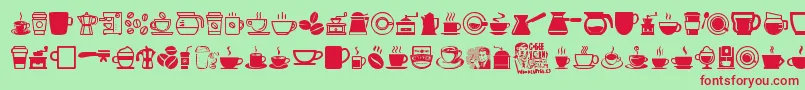 fuente CoffeeIcons – Fuentes Rojas Sobre Fondo Verde