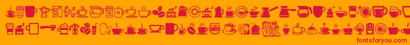 CoffeeIcons-Schriftart – Rote Schriften auf orangefarbenem Hintergrund