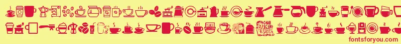 Police CoffeeIcons – polices rouges sur fond jaune