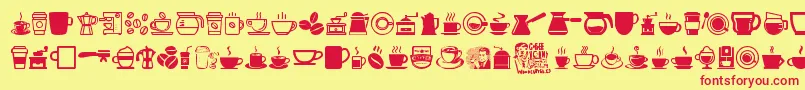 Fonte CoffeeIcons – fontes vermelhas em um fundo amarelo