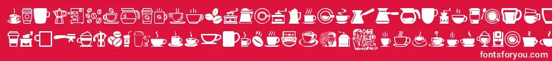 Fonte CoffeeIcons – fontes brancas em um fundo vermelho