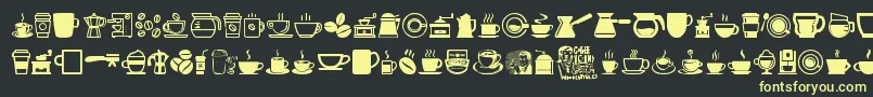 CoffeeIcons-Schriftart – Gelbe Schriften auf schwarzem Hintergrund