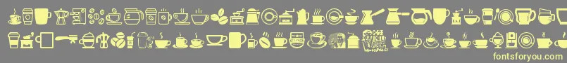 CoffeeIcons-Schriftart – Gelbe Schriften auf grauem Hintergrund