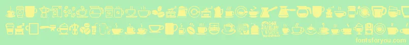 Fonte CoffeeIcons – fontes amarelas em um fundo verde