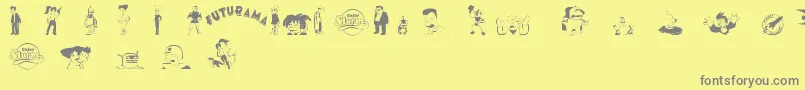 Saiba mais sobre a fonte FuturamaDingbats Fonte FuturamaDingbats – fontes cinzas em um fundo amarelo