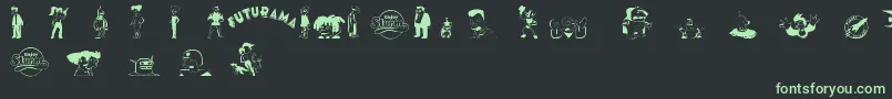 FuturamaDingbatsフォントについての詳細 フォントFuturamaDingbats – 黒い背景に緑の文字
