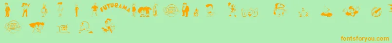 FuturamaDingbats Font – Orange Fonts on Green Background