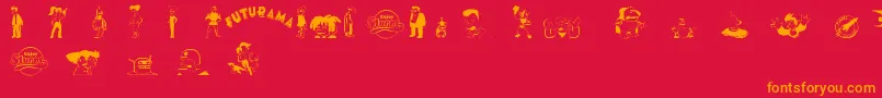 FuturamaDingbats Font – Orange Fonts on Red Background