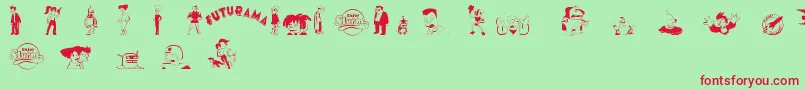 Czcionka FuturamaDingbats – czerwone czcionki na zielonym tle