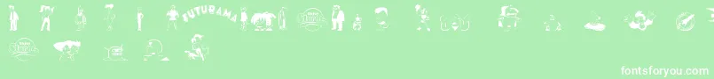 フォントFuturamaDingbats – 緑の背景に白い文字