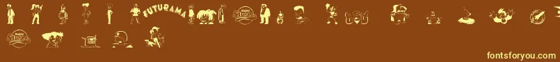 FuturamaDingbats Font – Yellow Fonts on Brown Background